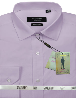 Men's Dress Shirt Long Sleeves Made of 100% Prime Cotton Solid Colors | STA-100-Lavender
