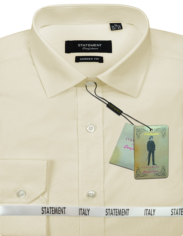 Men's Dress Shirt Long Sleeves Made of 100% Prime Cotton Solid Colors | STA-100-Cream
