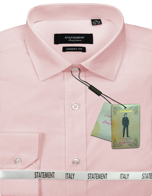 Men's Dress Shirt Long Sleeves Made of 100% Prime Cotton Solid Colors | STA-100-Pink