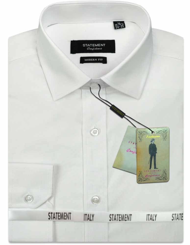 Men's Dress Shirt Long Sleeves Made of 100% Prime Cotton Solid Colors | STA-100-White
