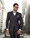 Men’s H. Charcoal solid 3pc suit tailored fit STATEMENT SUITS STZV-109