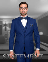 Men’s Sapphire solid 3pc suit tailored fit STATEMENT SUITS STZV-102