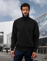 Men’s black turtle-neck sweater modern fit wool cashmere STATEMENT SUITS TNS-100
