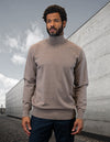 Men’s tan turtle-neck sweater modern fit wool cashmere STATEMENT SUITS TNS-100