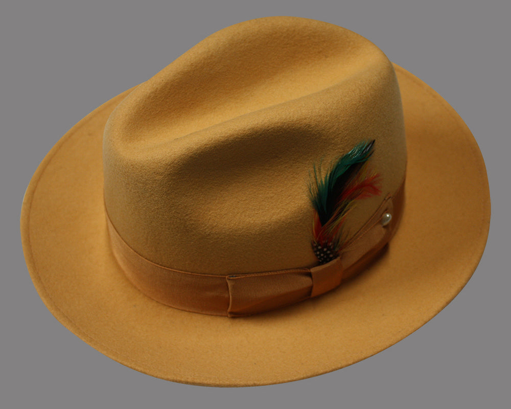Men’s Peach Untouchable fedora hat 100% wool STATEMENT SUITS UNTOUCHABLE