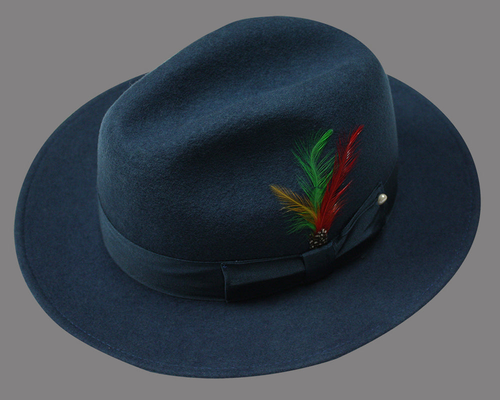 Men’s Teal Untouchable fedora hat 100% wool STATEMENT SUITS UNTOUCHABLE