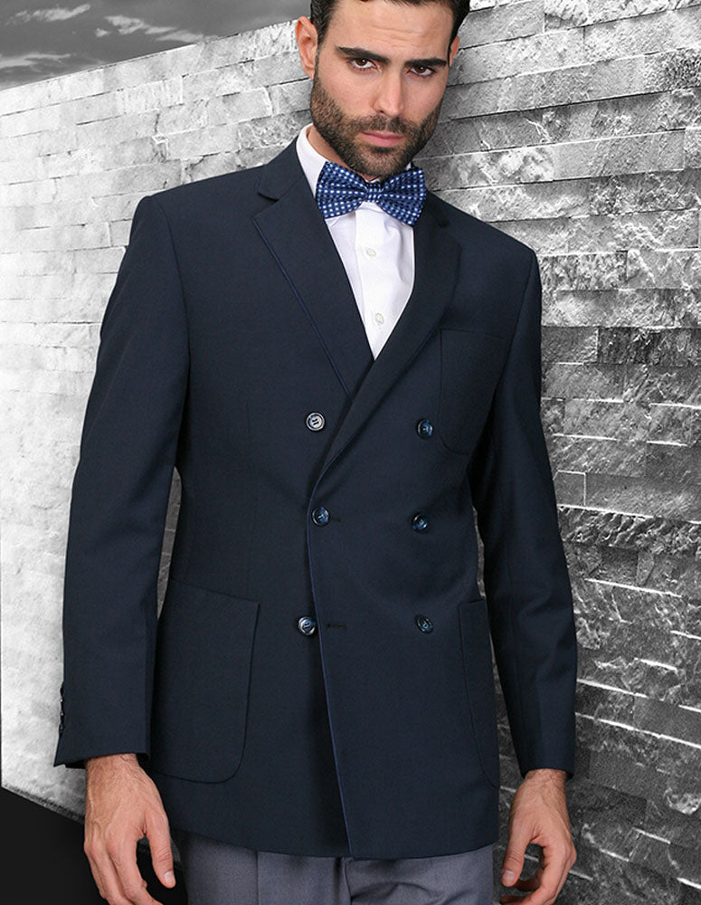 NAVY BLUE DOUBLE BREASTED SINGLE JACKET WITH PATCH POCKET | Vintage-Navy