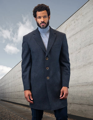 Men's Single Breasted Coat Jacket 100% Wool and Cashmere | WJ-100-Charcoal