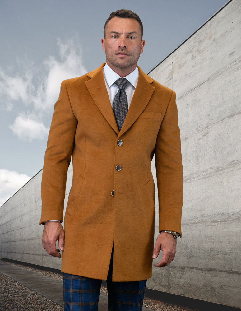 Men’s copper single jacket over coat 100% wool STATEMENT SUITS WJ-100