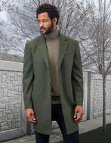 Men’s olive single jacket over coat 100% wool STATEMENT SUITS WJ-100