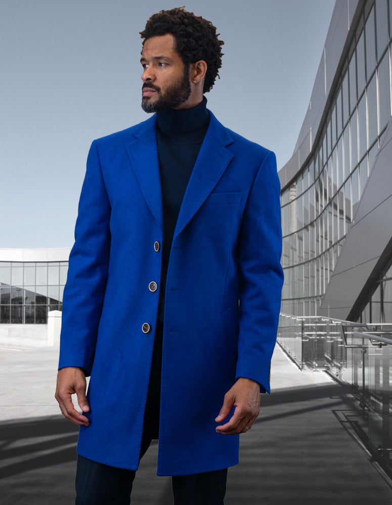Men's Single Breasted Coat Jacket 100% Wool and Cashmere | WJ-100-Royal