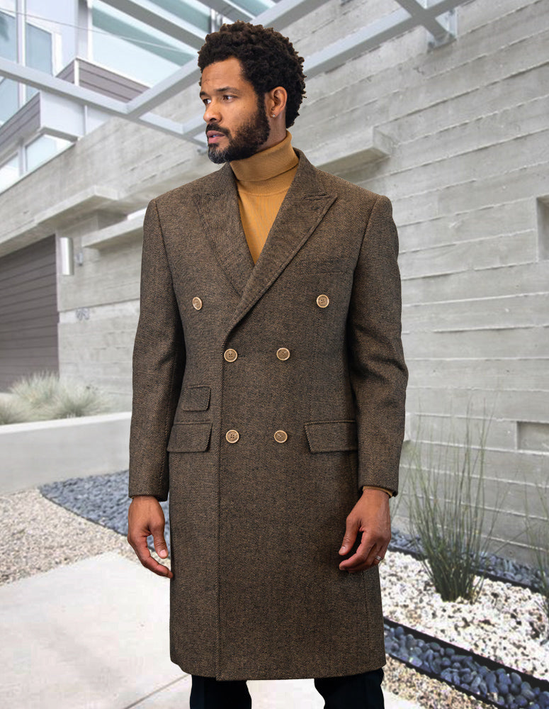 100% Wool Double Breasted Over Coat | WJ-101| Tan