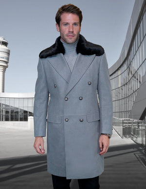 Men's Wool and Cashmere Overcoat Jacket | WJ-102-Gray