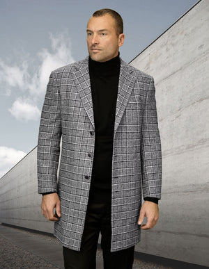 Men's Wool and Cashmere Overcoat Jacket | WJ-103-Black