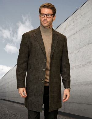 Men's Wool and Cashmere Overcoat Jacket | WJ-103-Brown
