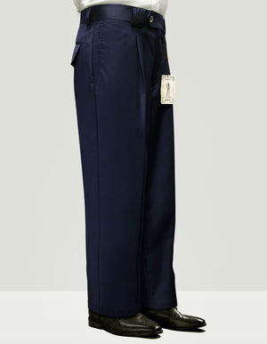 Men's Dress Pants Wide Leg 150's Italian Wool | WP-100-Navy