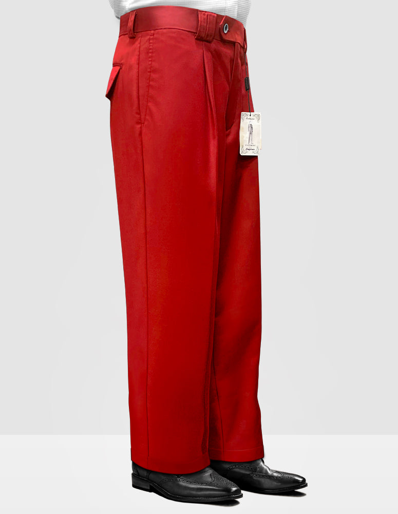 Men's Dress Pants Wide Leg 150's Italian Wool | WP-100-Red
