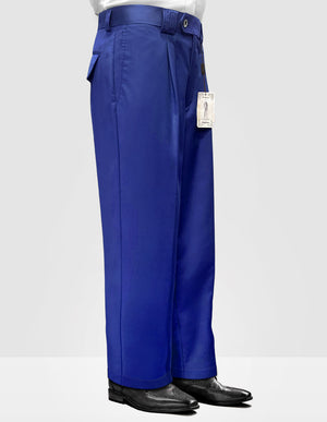 Men's Dress Pants Wide Leg 150's Italian Wool | WP-100-Royalblue