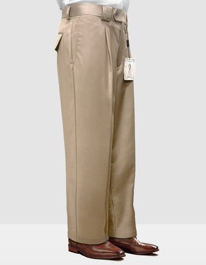 Men's Dress Pants Wide Leg 150's Italian Wool | WP-100-Tan
