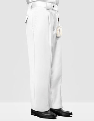 Men's Dress Pants Wide Leg 150's Italian Wool | WP-100-White
