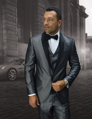 Men's 3pc Suit with Flat Front Pants | WYNN-Grey