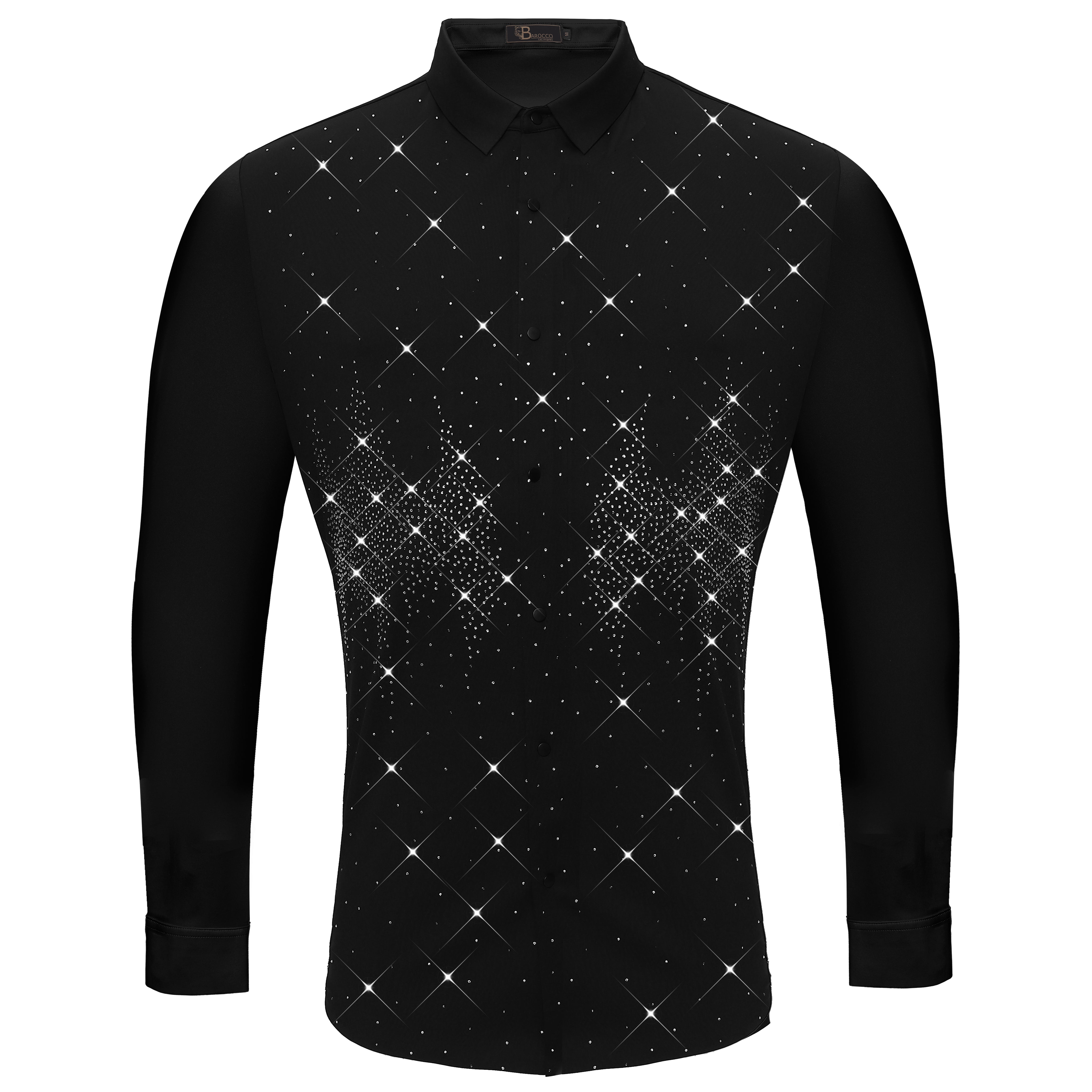 Dazzling Dapper Button-Up Shirt BLACK/SILVER