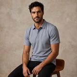El Baron Perforated Collar Men's Performance Polo - Grey/Silver