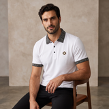 Pattern Trim Performance Polo – El Baron WHITE