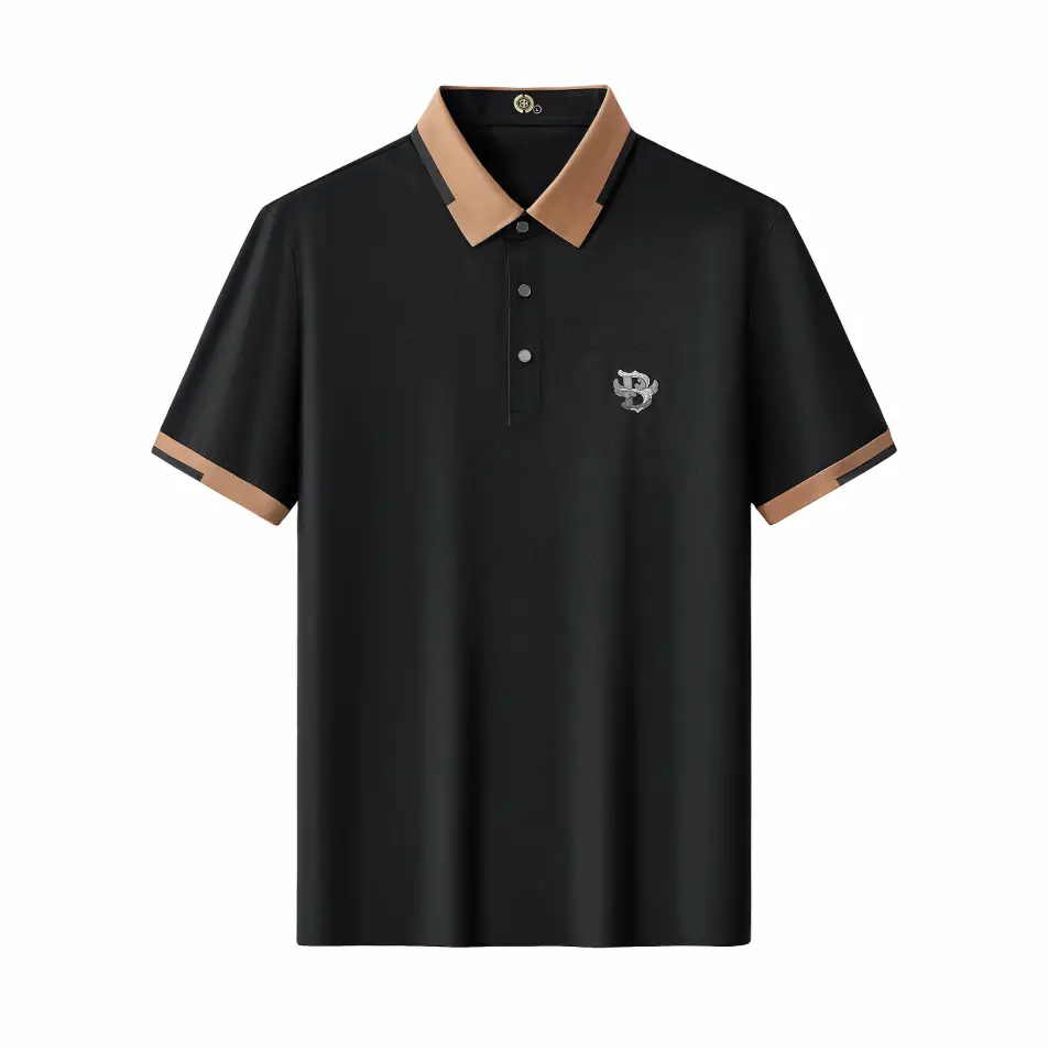 El Baron Contrast Trim Men's Performance Polo - Black