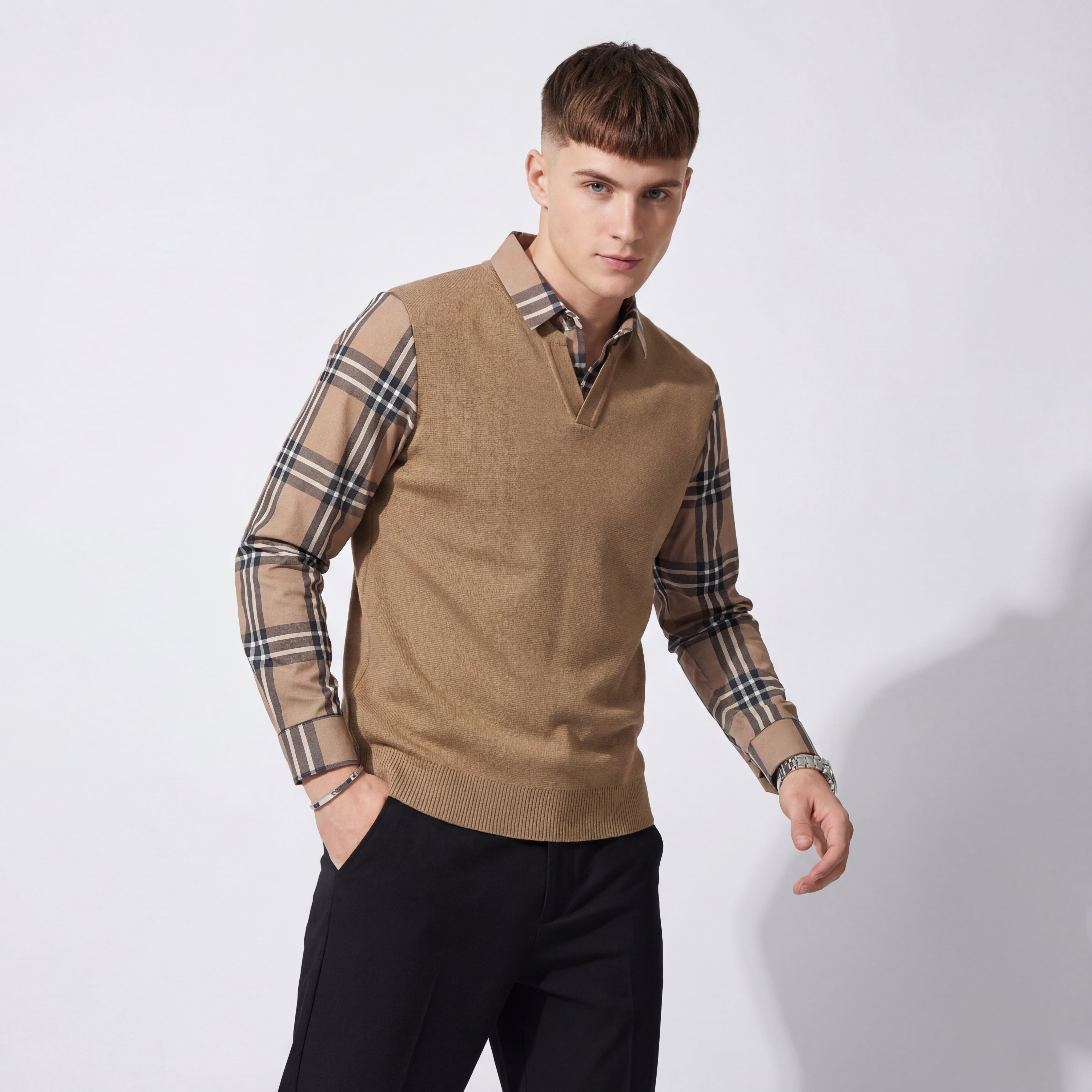 Hybrid Knit LS Shirt KHAKI