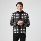 Paramount Plaid Knit Zip LS BLACK