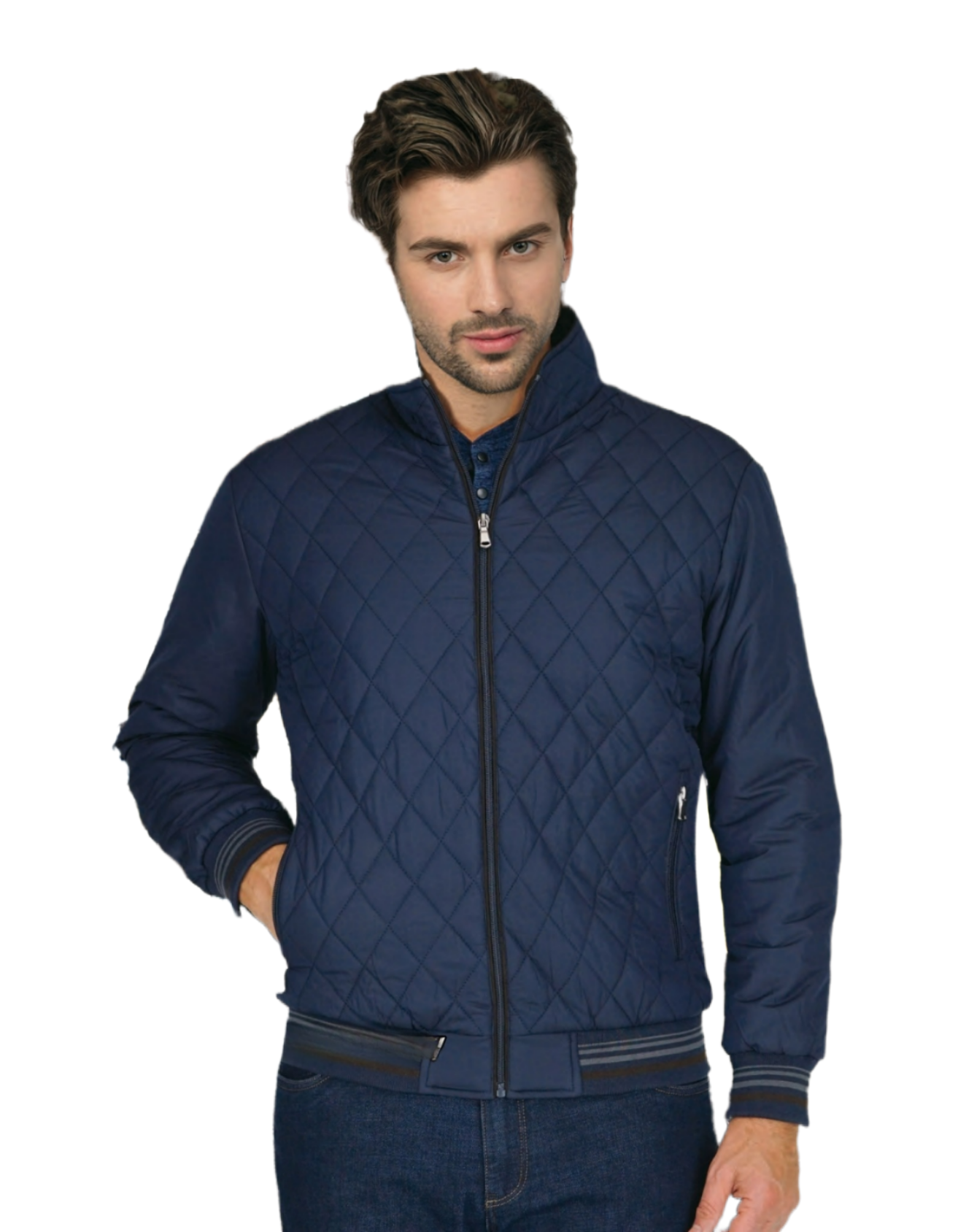 Men’s Beige Modern Fit Short Fall Jacket by Gruppo Bravo – Style GRU057750JKT NICO – Lightweight zip jacket for fall or spring.