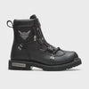 Men’s black leather Harley-Davidson Brake Light motorcycle boots D91680 – full-grain leather, twin zippers, lace-up, oil-resistant rubber outsole.