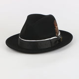 Steven Land WH-106 Black Wool Fedora Hat with Satin Grosgrain Band