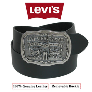 Levis Men's Leather Belt with Removable Antiqued Logo Plaque Buckle | 11LV02P6
