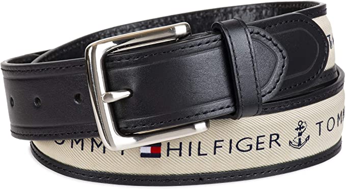Tommy Hilfiger Men's Double-Loop Feather-Edge Belt