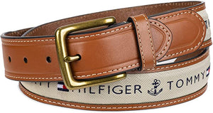 Tommy Hilfiger Men's Ribbon Inlay Fabric Belt with Single Prong Buckle | 11TL02X032