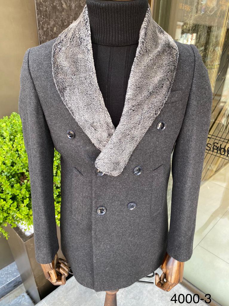 Men's Black Faux Fur Collar Slim Fit Jacket | 133 – Franky Fashion