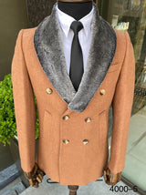 Men’s Black Faux Fur Collar Short Jacket – Slim Fit | 133