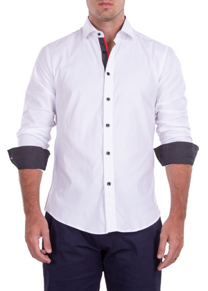 Men's Long Sleeves Shirt | Modern Fit European Design White | 192214