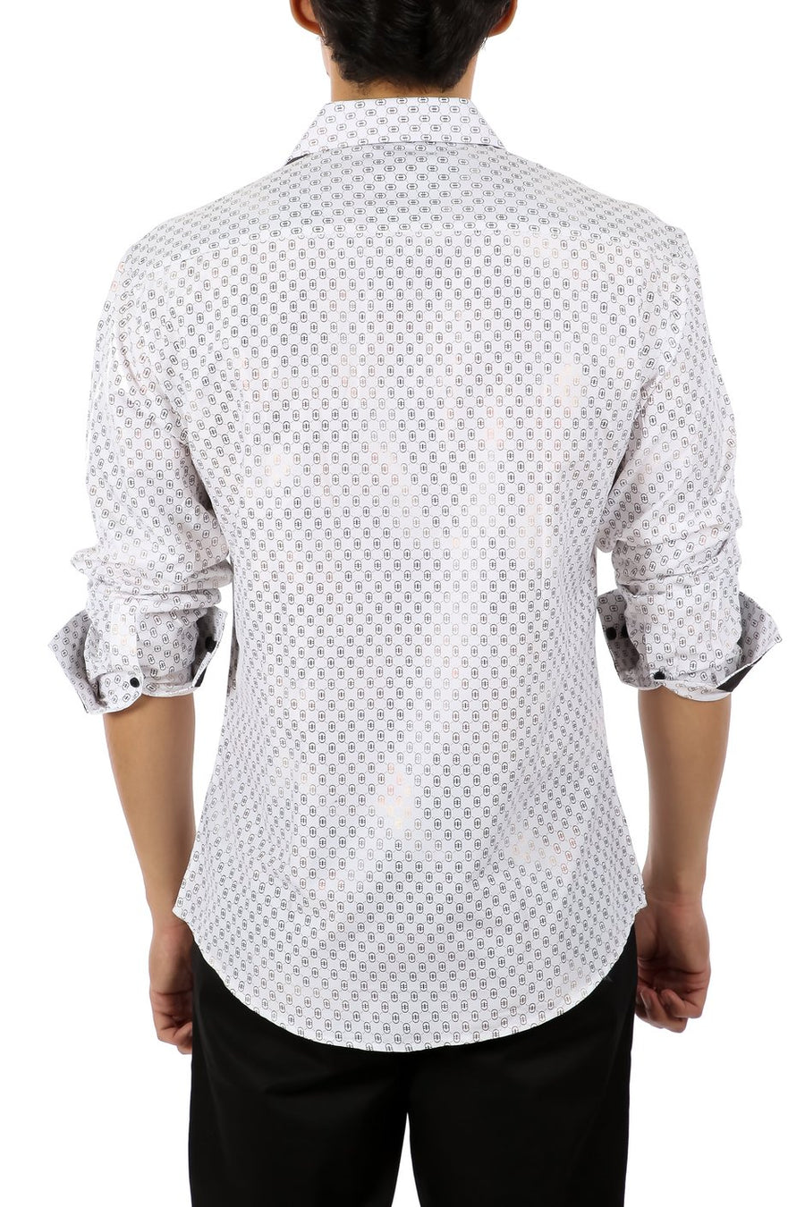 Men's Slim-Fit European Design Long Sleeves Shirt White | 192512 - FrankyFashion.com