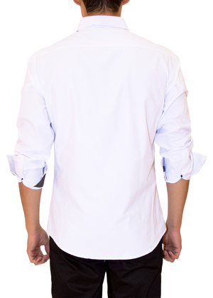 Men's Long Sleeves Shirt | Modern Fit European Design | Navy, White | 192533