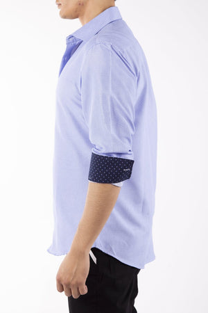 Men's Slim-Fit European Design Long Sleeves Shirt Blue - 202309 - FrankyFashion.com