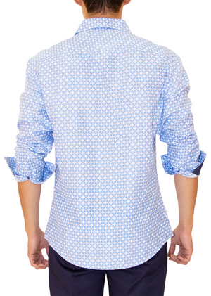 Men's Slim-Fit European Design Long Sleeves Shirt Turquoise - 202326 - FrankyFashion.com