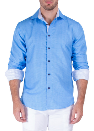 Men's Slim-Fit European Design Long Sleeves Blue | 202330 - FrankyFashion.com