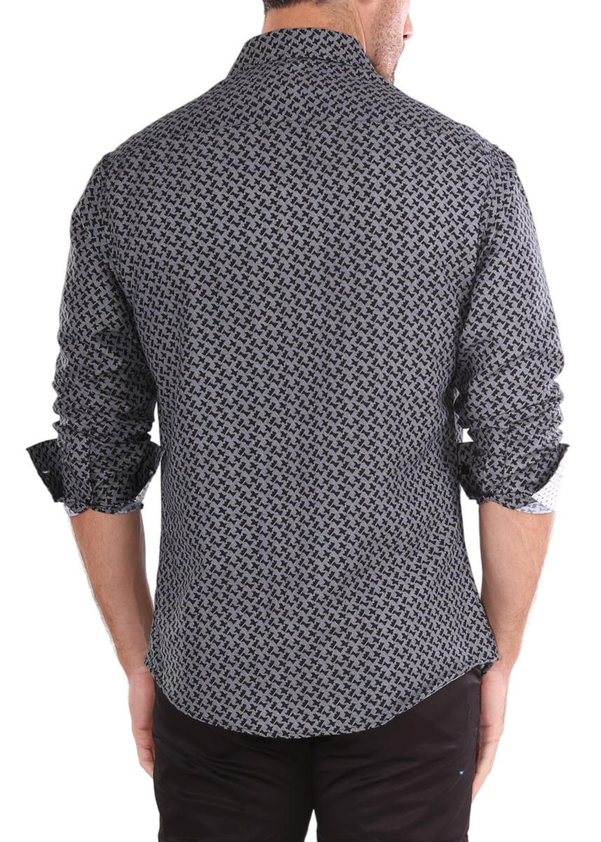 Men's Slim-Fit European Design Long Sleeves Shirt Black | 202359 - FrankyFashion.com