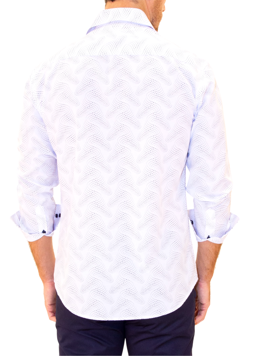 Men's Slim-Fit European Design Long Sleeves Shirt White | 202506 - FrankyFashion.com