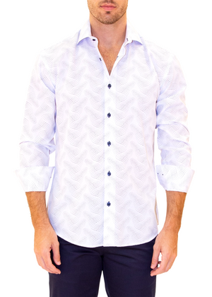 Men's Slim-Fit European Design Long Sleeves Shirt White | 202506 - FrankyFashion.com
