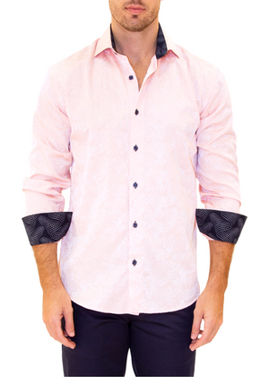 Men's Long Sleeves Shirt | Modern Fit European Design Pink | 202507