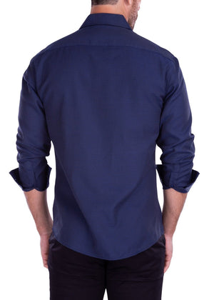 Men's Navy Long Sleeves Shirt | Modern Fit European Design | 212252